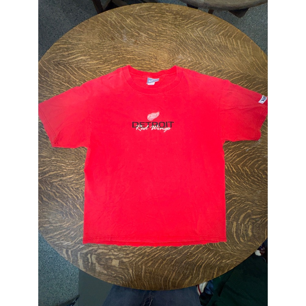 Vintage 90s Detroit Red Wings Embroidered T Shirt XL Lee Sport Made USA NHL